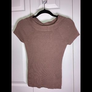 EUC WIDE NECK RIBBED FITTED TOP